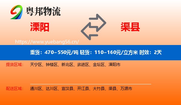 溧阳到渠县物流专线名片