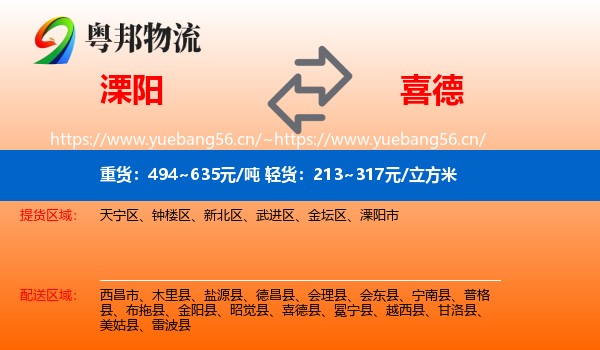 溧阳到喜德县物流