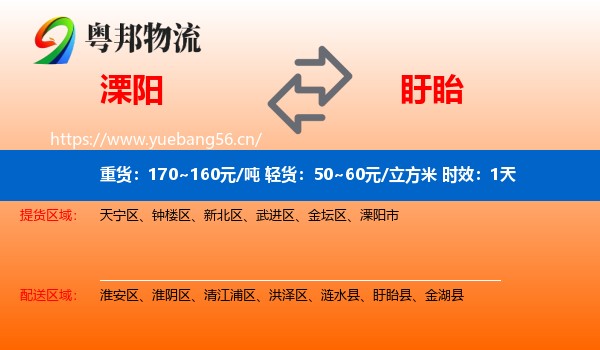 溧阳到盱眙县物流专线名片