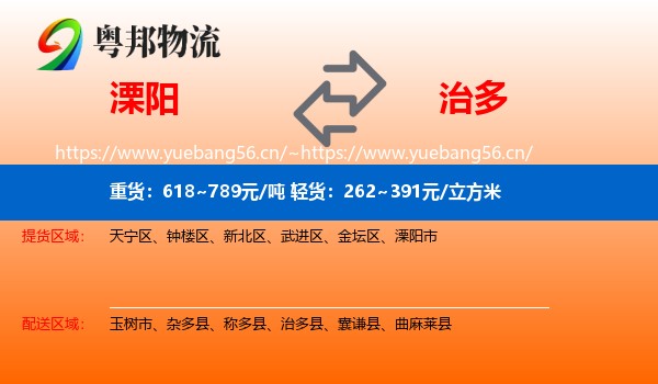 溧阳到治多县物流