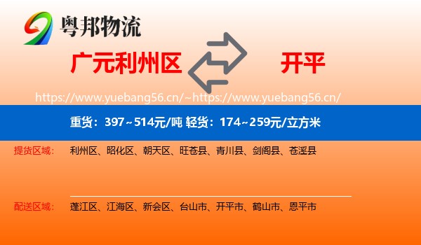 广元利州区到开平市物流