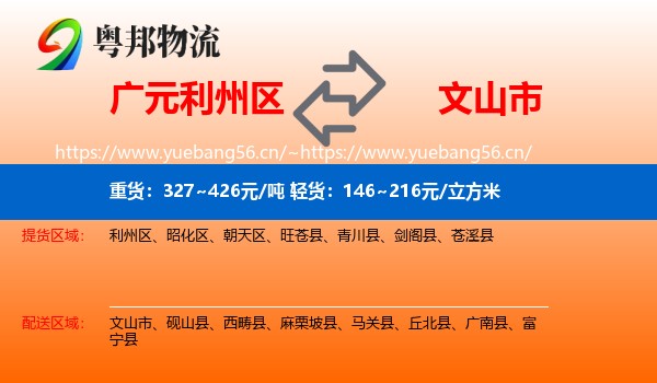 广元利州区到文山市物流