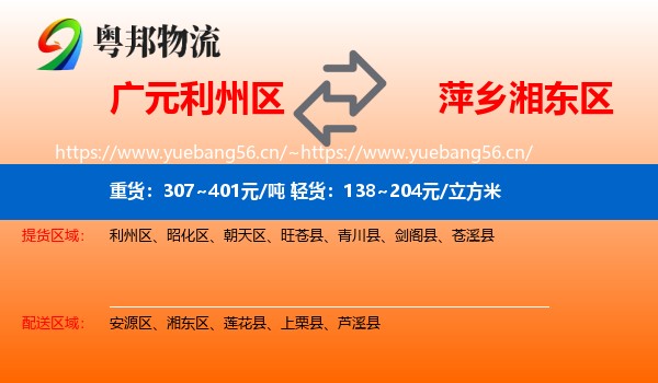 广元利州区到湘东区物流