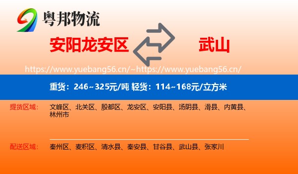 安阳龙安区到武山县物流