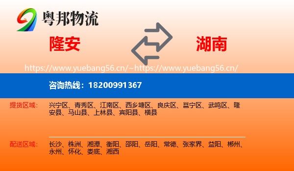 隆安到湖南物流