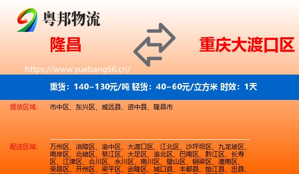 隆昌到大渡口区物流专线名片