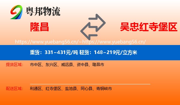 隆昌到红寺堡区物流