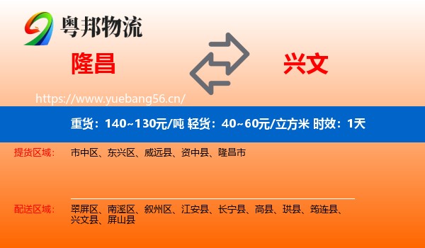 隆昌到兴文县物流 隆昌到兴文县物流专线名片