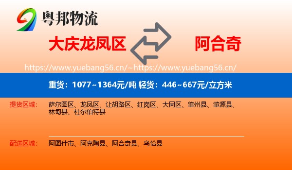 大庆龙凤区到阿合奇县物流