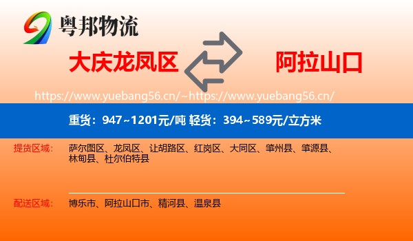 大庆龙凤区到阿拉山口市物流