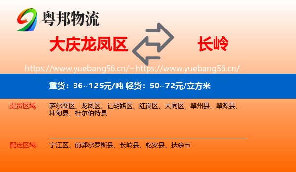 大庆龙凤区到长岭县物流