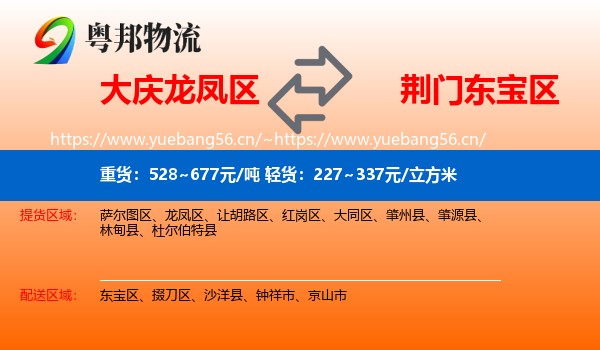 大庆龙凤区到东宝区物流