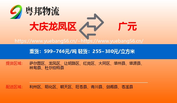 大庆龙凤区到广元物流