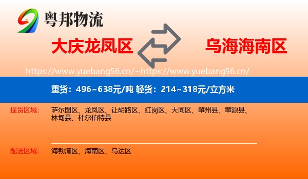大庆龙凤区到海南区物流