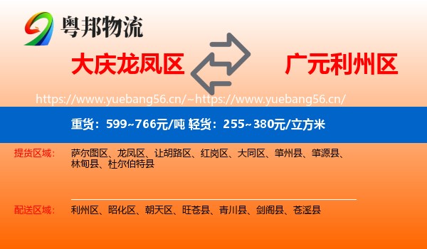 大庆龙凤区到利州区物流