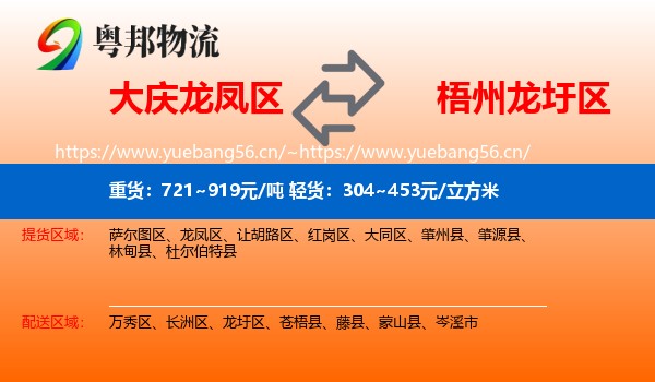 大庆龙凤区到龙圩区物流