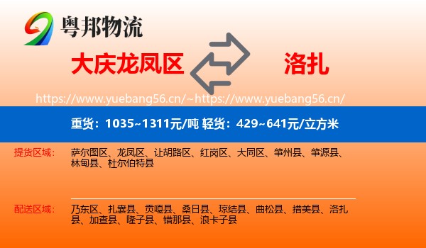 大庆龙凤区到洛扎县物流