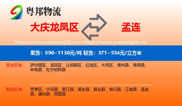 大庆龙凤区到孟连县物流
