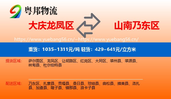 大庆龙凤区到乃东区物流