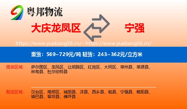 大庆龙凤区到宁强县物流