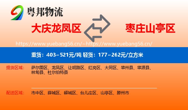 大庆龙凤区到山亭区物流
