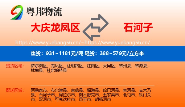 大庆龙凤区到石河子市物流