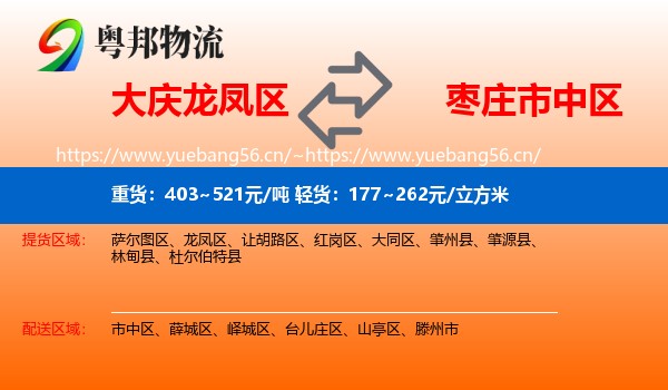 大庆龙凤区到市中区物流