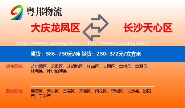 大庆龙凤区到天心区物流