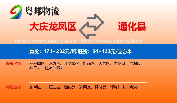 大庆龙凤区到通化县物流