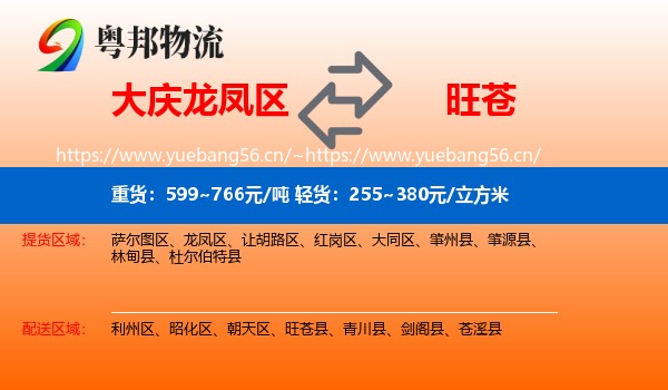 大庆龙凤区到旺苍县物流