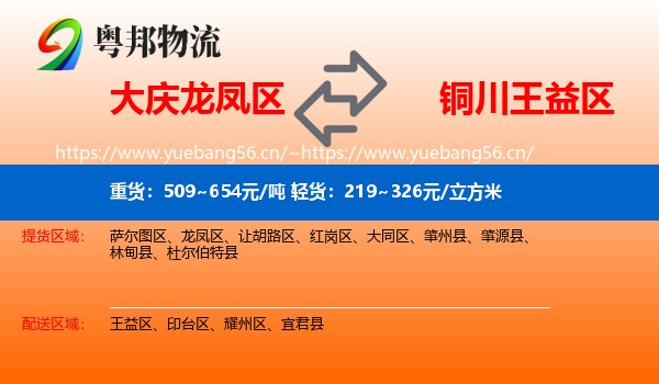 大庆龙凤区到王益区物流