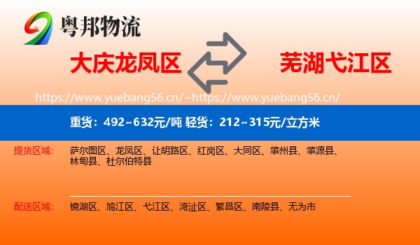 大庆龙凤区到弋江区物流