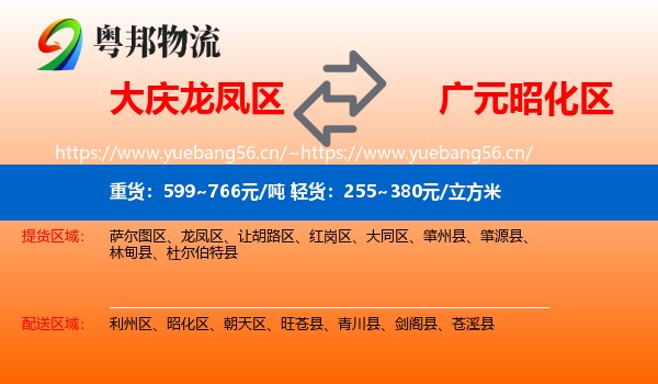 大庆龙凤区到昭化区物流