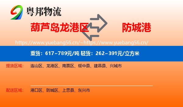 葫芦岛龙港区到防城港物流