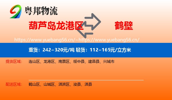 葫芦岛龙港区到鹤壁物流