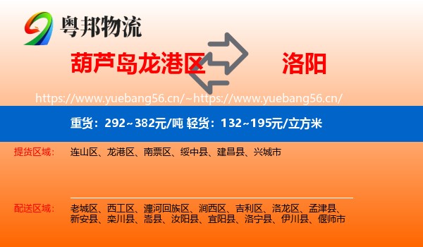 葫芦岛龙港区到洛阳物流