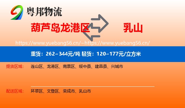葫芦岛龙港区到乳山市物流