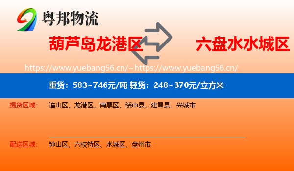 葫芦岛龙港区到水城区物流