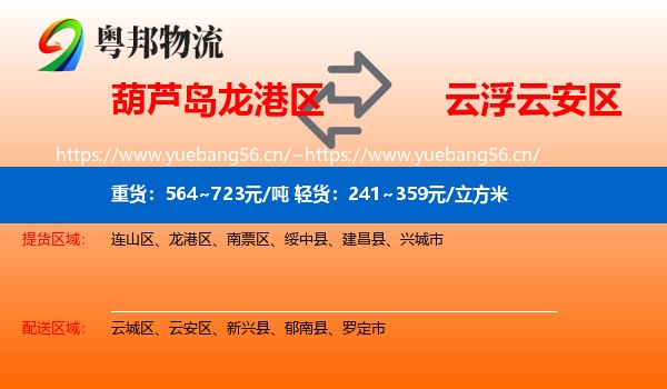 葫芦岛龙港区到云安区物流