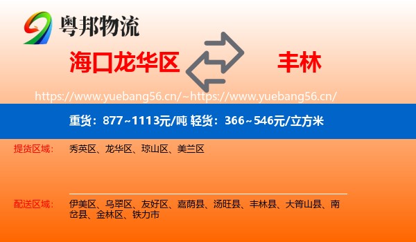 海口龙华区到丰林县物流