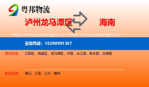 泸州龙马潭区到海南物流