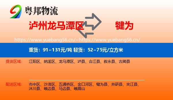 泸州龙马潭区到犍为县物流