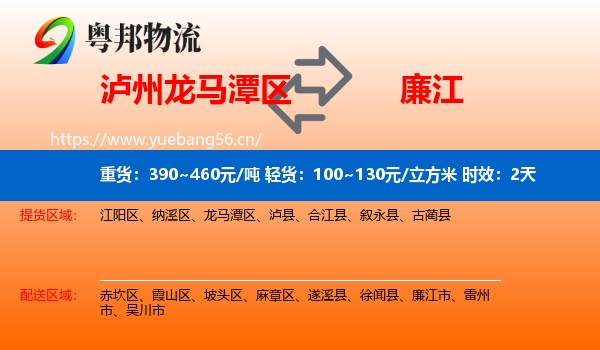 泸州龙马潭区到廉江市物流 泸州龙马潭区到廉江市物流专线名片