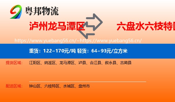 泸州龙马潭区到六枝特区物流