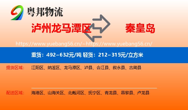 泸州龙马潭区到秦皇岛物流