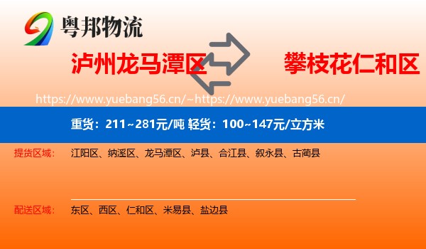 泸州龙马潭区到仁和区物流
