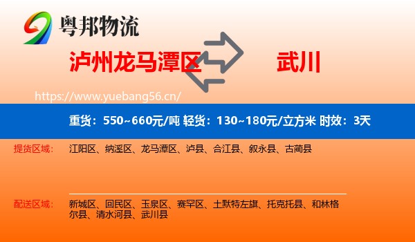 泸州龙马潭区到武川县物流专线名片