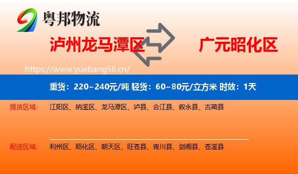 泸州龙马潭区到昭化区物流专线名片