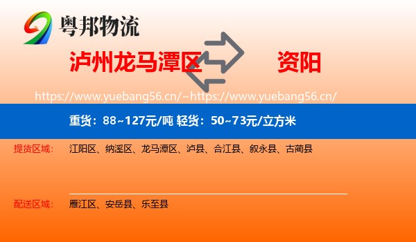 泸州龙马潭区到资阳物流