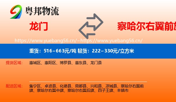 龙门到察哈尔右翼前旗物流
